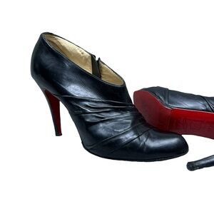 Christian Louboutin Metallica Decollete Calf Leather Bootie EU 37.5 US 7.5 Black